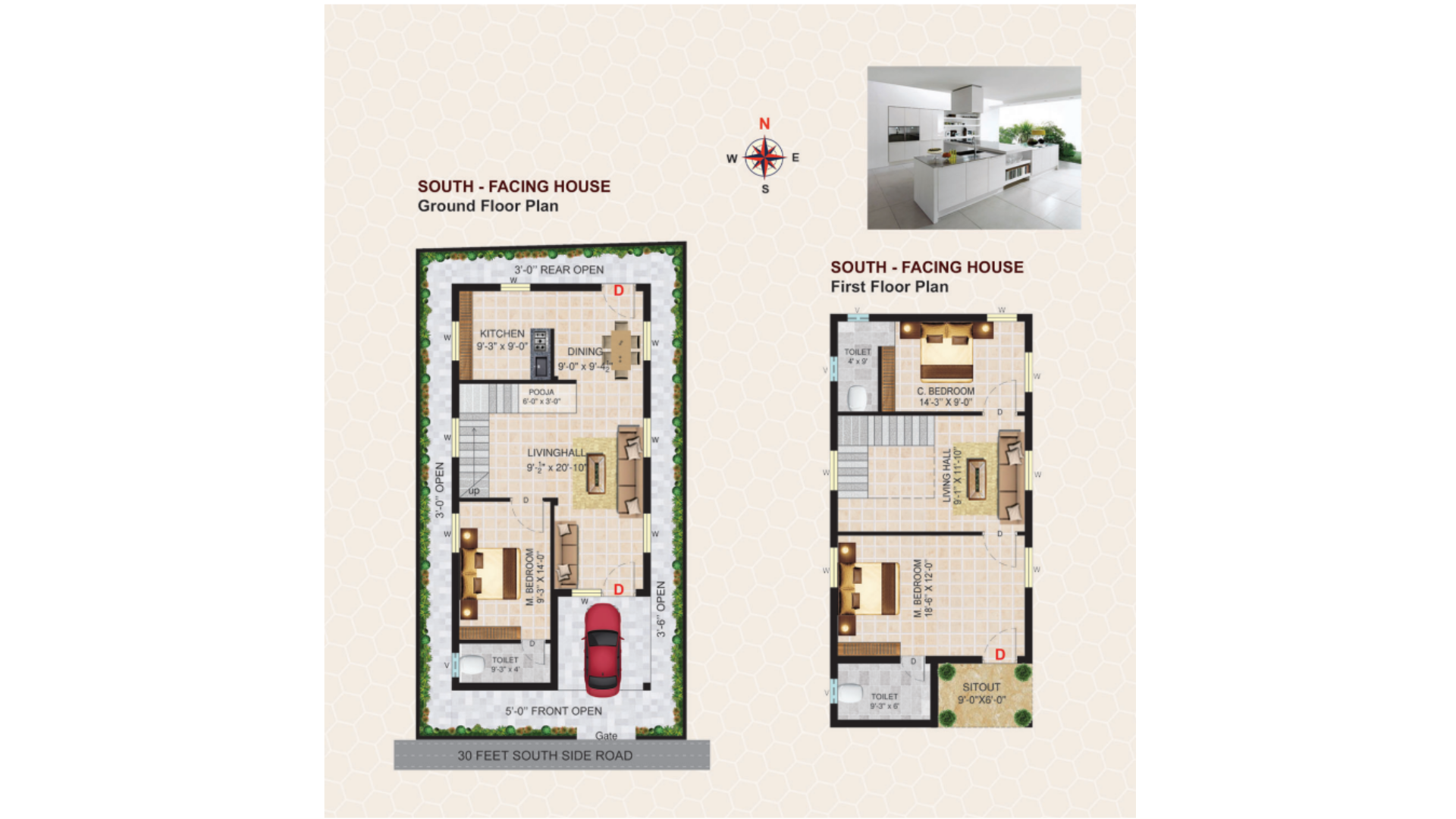 South Facing House plan